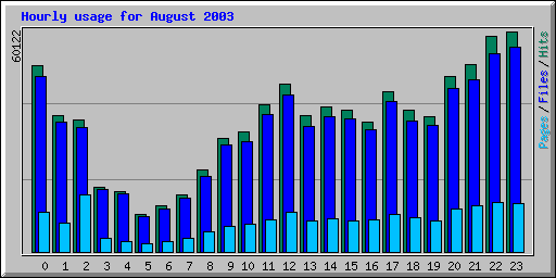 Hourly usage for August 2003